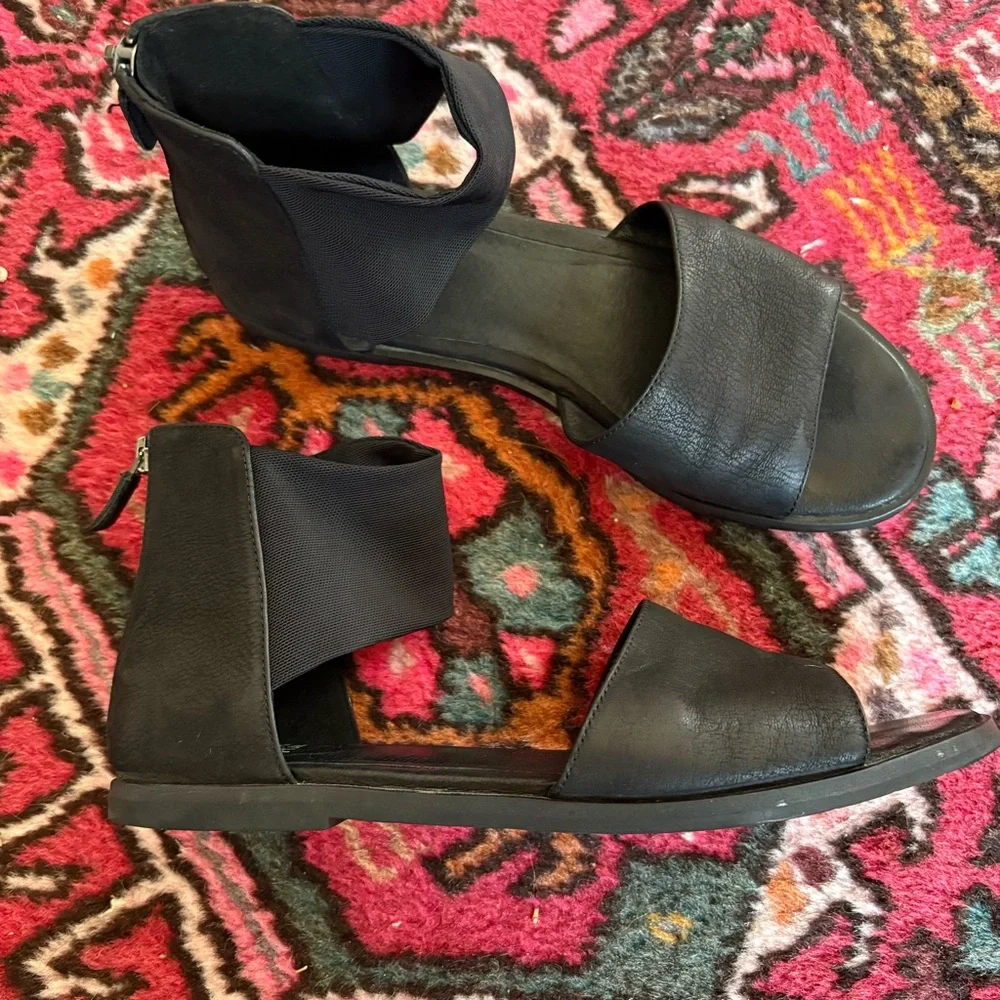 Eileen Fisher Black Open-Toe Sandals - Picture 1 of 7